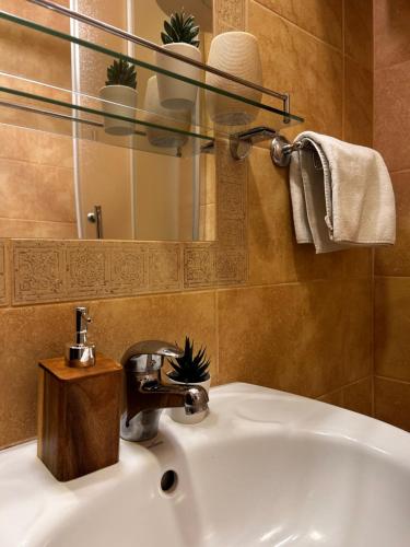 a bathroom with a sink with a faucet at Vikendica Gradina Zlatibor in Čajetina