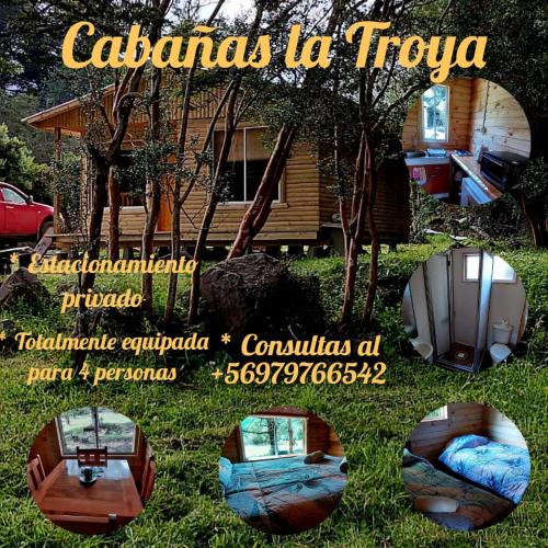 un flyer pour un cazamas en canoë-kayak dans l'établissement Cabaña La Troya, à Cochamó
