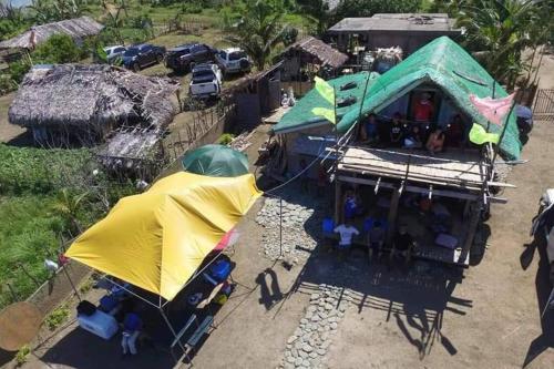 an overhead view of a building with a tent at Daldagons View Deck 