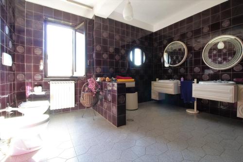 モンテパオーネにあるVilla NuevaRosariaのバスルーム(トイレ、洗面台、鏡付)