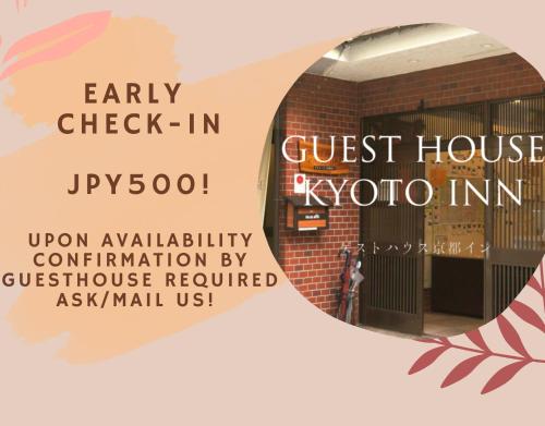 un cartel para un hostal en un edificio de ladrillo en Guest House Kyoto Inn, en Kioto