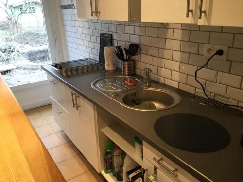 Kuchyňa alebo kuchynka v ubytovaní Studio fond de jardin