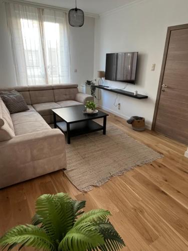 a living room with a couch and a coffee table at FDS Cosy House in Ghent