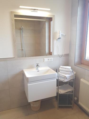 Bilik mandi di Apartments Spiegl Holzmann