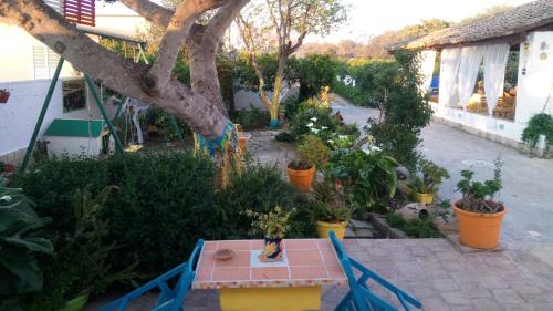 a garden with potted plants and a table at Zagara di Sicilia in Marsala