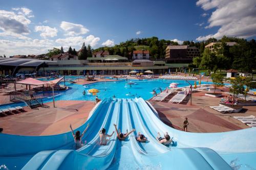 a large swimming pool with people playing in it at Terme Tuhelj Hotel Well in Tuheljske Toplice