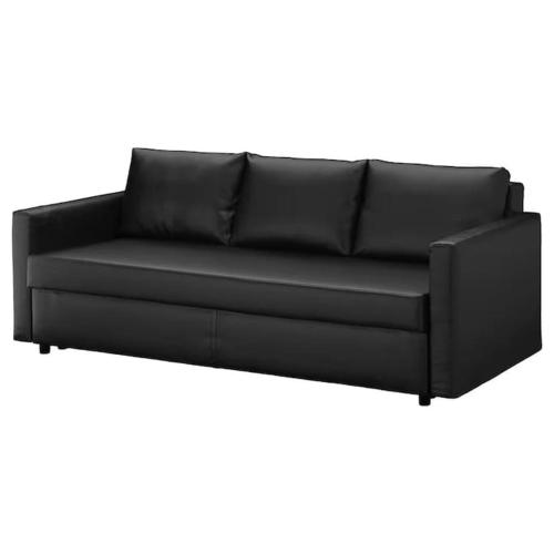 a black leather couch on a white background at Hosted By Ryan - 1 Bedroom Apartment in Liverpool