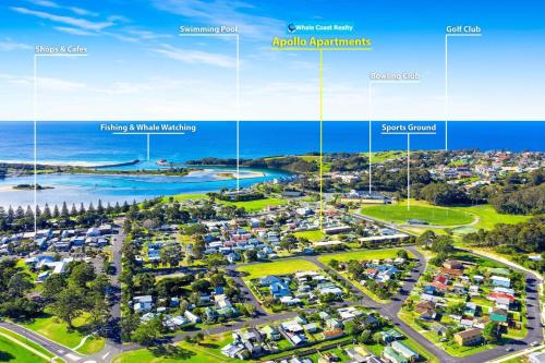 an aerial view of a parking lot next to the ocean at Apollo Unit 25 Ground Floor in Narooma