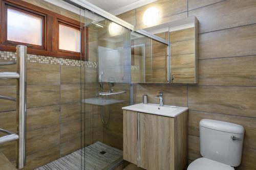 uma casa de banho com um WC, um lavatório e um chuveiro em San Lameer Villa 10417 - 1 Bedroom Classic - 2 pax - San Lameer Rental Agency em Southbroom