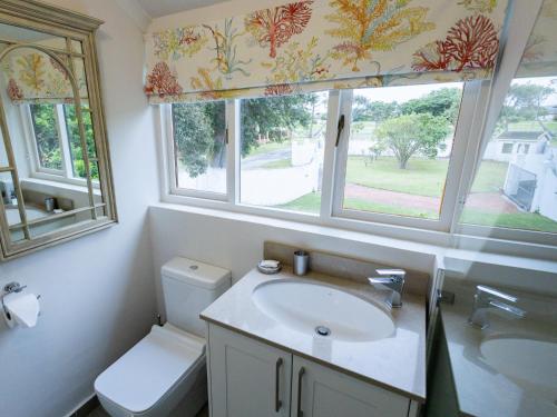 a bathroom with a sink and a toilet and a window at Taunton in Port Elizabeth