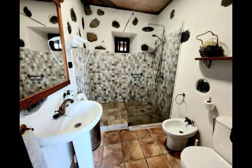 MazoにあるLos Draguitosのバスルーム(洗面台、トイレ、シャワー付)