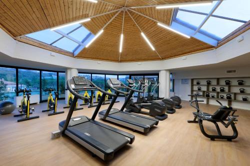 a gym with a bunch of treadmills and ellipticals at The Signature Level at Grand Palladium Sicilia Resort & Spa in Campofelice di Roccella