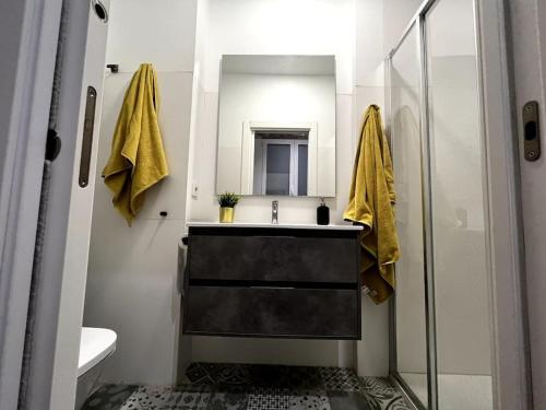 a bathroom with a sink and a mirror at El negrito, apartamento centro in Valencia