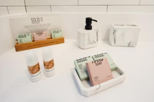 a group of products sitting on a counter at The Bellini House by House In Naples in Naples