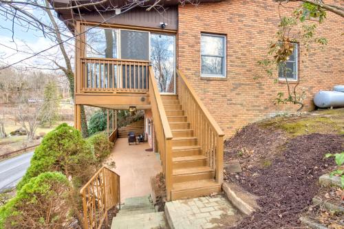 a wooden staircase leading up to a house at Lakeshore Living in Lake Junaluska