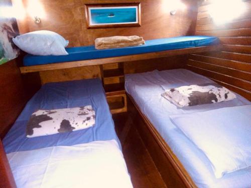 two beds in a cabin on a boat at Motobarca Oceania in La Spezia