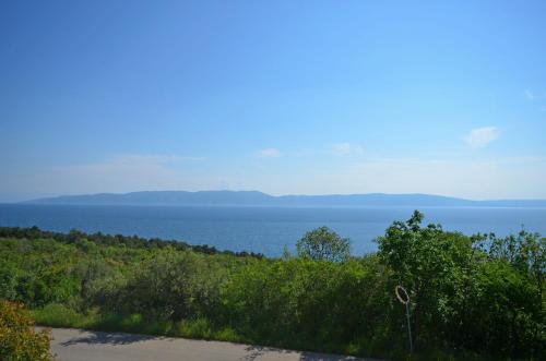 a view of the water with mountains in the distance at Apartment Andreas in Ravni