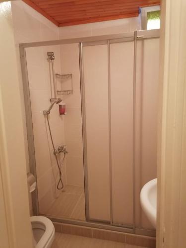 a bathroom with a shower and a toilet at Private Room in Istanbul #56 in Istanbul