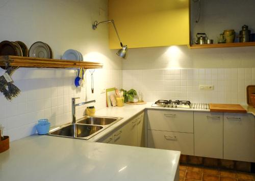 a kitchen with a sink and a counter top at Ca L'Olier in Montblanquet