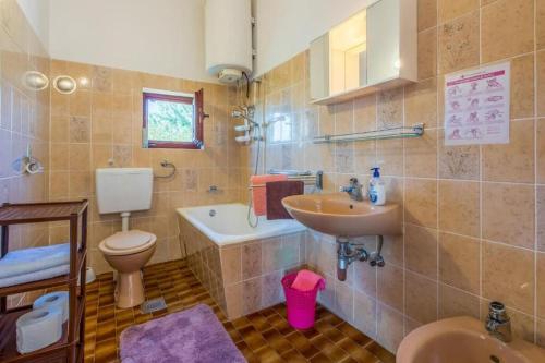 a bathroom with a sink and a toilet and a sink at Apartments Vlasta in Dramalj