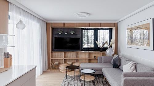 Televízia a/alebo spoločenská miestnosť v ubytovaní Apartamenty Sun & Snow Resorts F Białka Tatrzańska z sauną