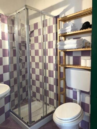 a bathroom with a toilet and a shower at Cosmopolitan B&B in Palermo