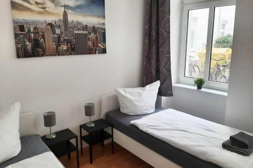 Postel nebo postele na pokoji v ubytování Gemütliches Apartment nahe der Elbe