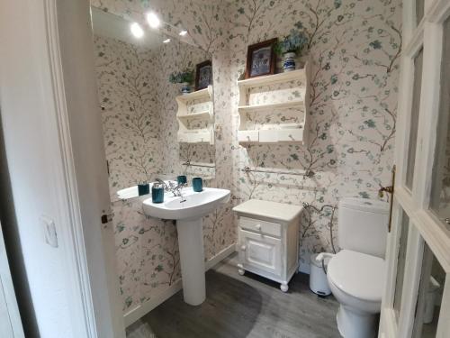 een badkamer met een wastafel en een toilet bij Casa Alfonso Toledo Más que una casa un hogar in Toledo
