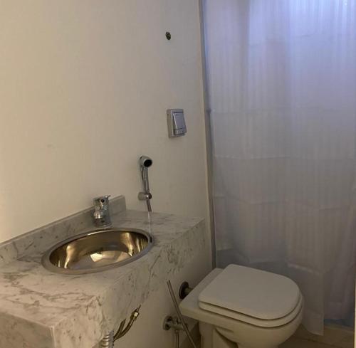 a bathroom with a sink and a toilet at RIO TIGRE HOTEL in Tigre