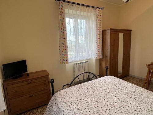a bedroom with a bed and a television and a window at Bed and Breakfast Elisa in Sonnino