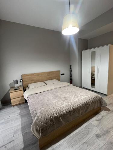 een slaapkamer met een groot bed en een licht bij Private Room in Istanbul #69 in Istanbul