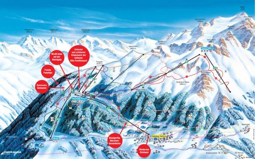 a map of a mountain with snowy mountains at Chalet Sven & Marc Grächen, Niedergrächen Vallis in Sankt Niklaus
