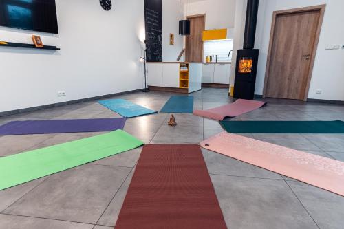 a room with colorful mats on the floor at Apartment Zelená zahrada in Mladá Vožice