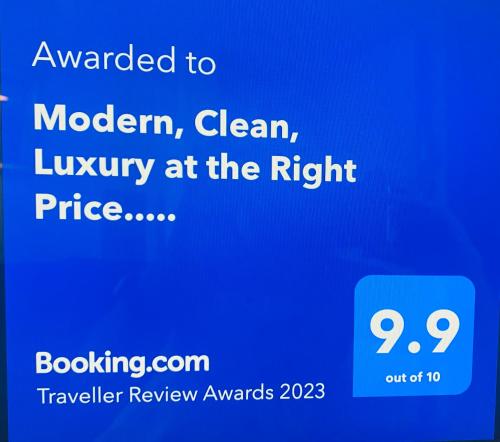 a blue phone with the text married to modern clean luxury at the right price at Modern, Clean, Luxury at the Right Price..... in Maribyrnong