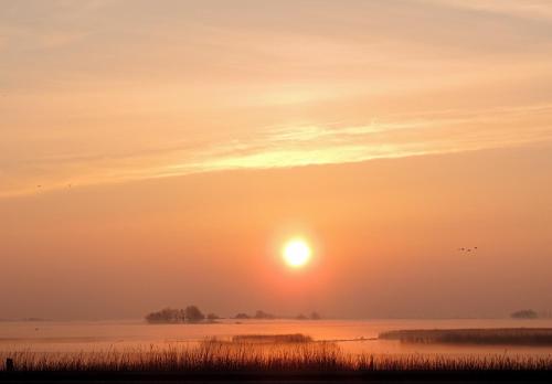 a sunset over a body of water with the sun in the sky at Boutique Hotel De Eilanden in Harlingen