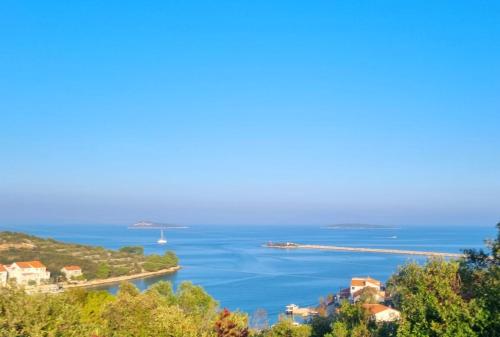 a view of a large body of water at Apartments Žman in Žman