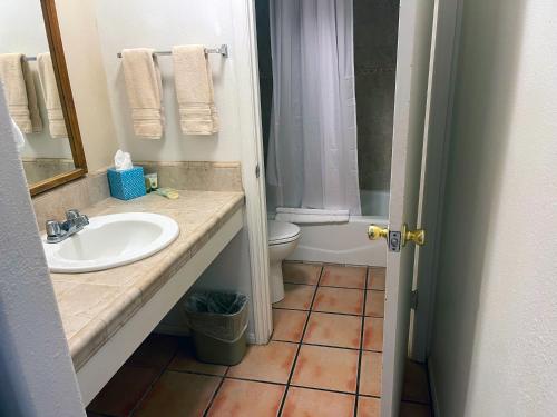 ein Bad mit einem Waschbecken und einem WC in der Unterkunft Sugar Loaf Lodge in Sedona
