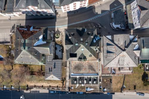 Uma visão geral de Disentis ou uma vista da cidade tirada do apartamento