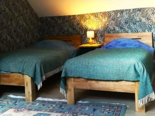 um quarto com 2 camas e um tapete em Gite proche du Val Joly - 4911 - em Willies