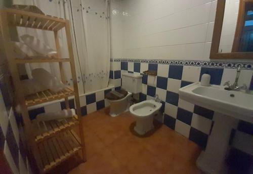 a bathroom with a toilet and a sink at Hotel Rural Sierra de Francia in Sotoserrano