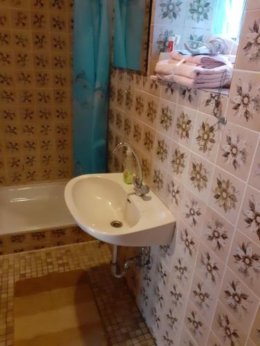 a bathroom with a sink and a bath tub at Apartment 3 nähe Barmestedt - Elmshorn in Bokholt-Hanredder