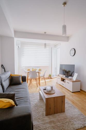a living room with a couch and a table at Ana Kraljevo in Kraljevo
