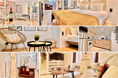 un collage de photos d'une chambre d'hôtel dans l'établissement * Duplex Roassal * Modern *Clim * WiFi *Liberation, à Nice