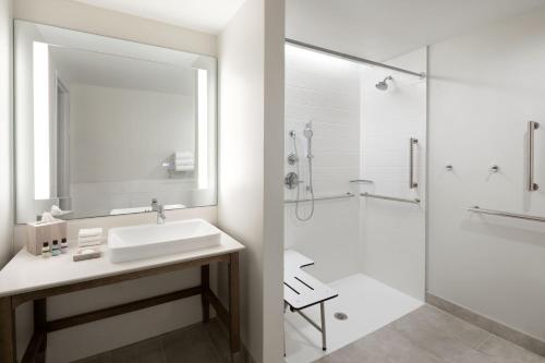 een badkamer met een wastafel en een douche bij Element Austin at The Domain in Austin