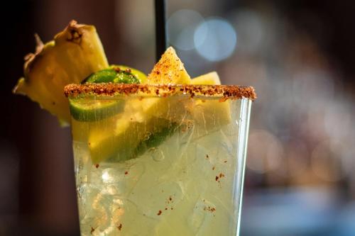 a drink with kiwi and a star on top at Denver Marriott South at Park Meadows in Lone Tree
