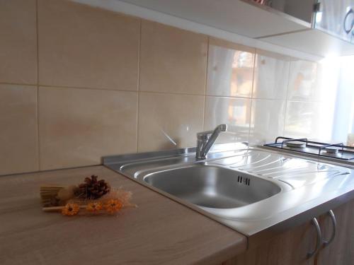 a kitchen counter with a sink in a kitchen at Apartment Luna 4 person in Bribir