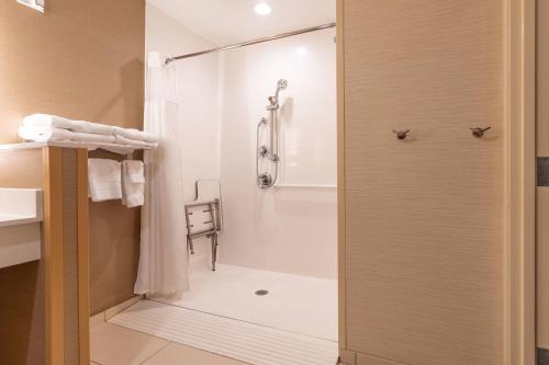 baño con ducha y puerta de cristal en Fairfield Inn & Suites By Marriott Somerset en Somerset