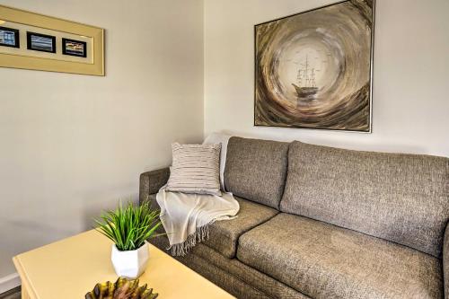 a living room with a couch and a table at Brigantine Vacation Rental - Walk to Beach! in Brigantine