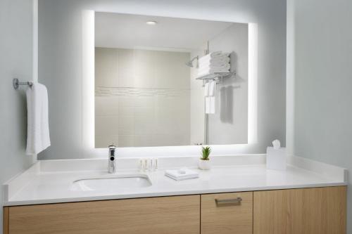 a bathroom with a sink and a large mirror at Residence Inn by Marriott San Juan Isla Verde in San Juan