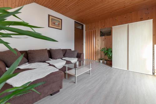 a living room with a couch and a table at Apartments Farm House Uric in Jesenice